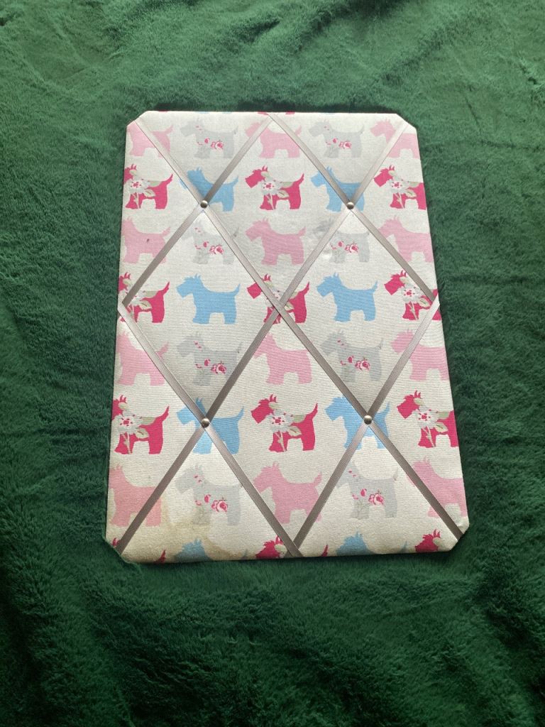 Scotty dog pin board for reminders, photos and keepsakes