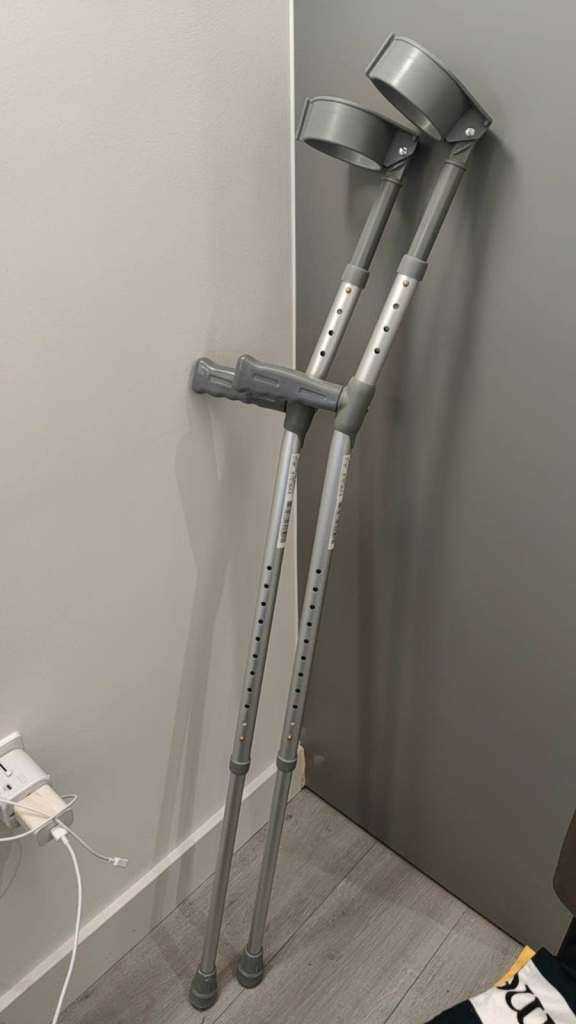 NRS Healthcare Double Adjustable Crutches with Comfy Handle, Regular Height - Pair