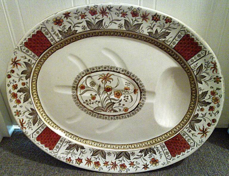 ANTIQUE Extra Large Porcelain Meat Platter