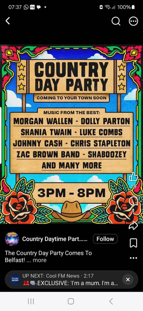 Country Day Party Ticket- saturday 10th October-Botanic inn Belfast
