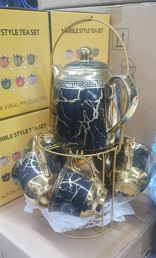 Teapot With Cups And Saucers For Serving Coffee Or Tea  (14pcs Set)  Gift Set