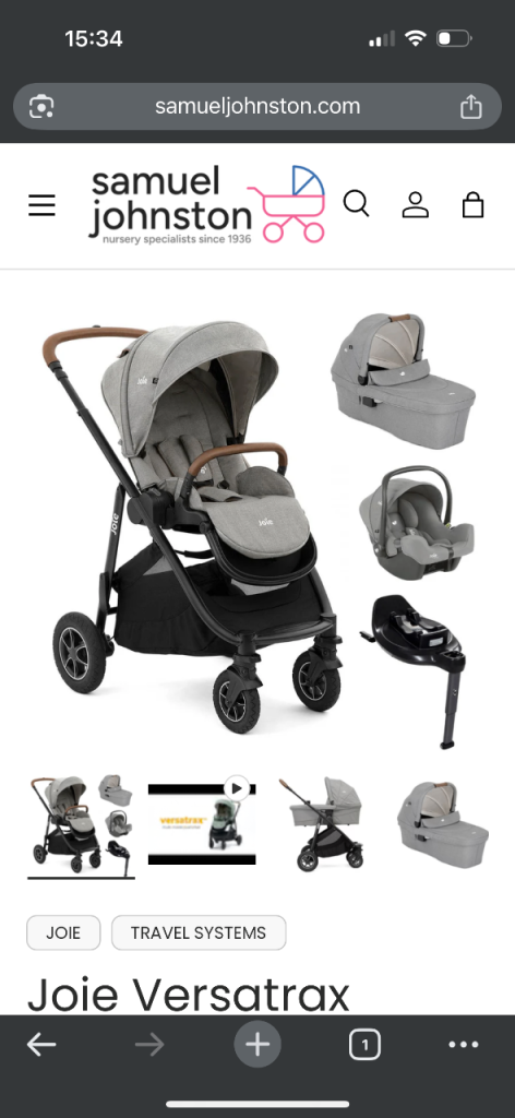 Joie versatrax travel system with isofix and adaptors 