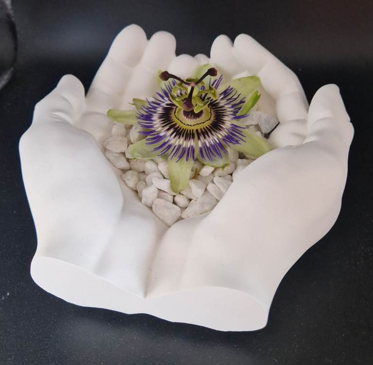 HOMEMADE 'LOVING HANDS' SOLID PLASTER ORNAMENTS (IDEAL MOTHER'S DAY GIFTS) BOXED