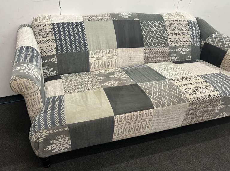 New dfs grey patchwork sofa 175
