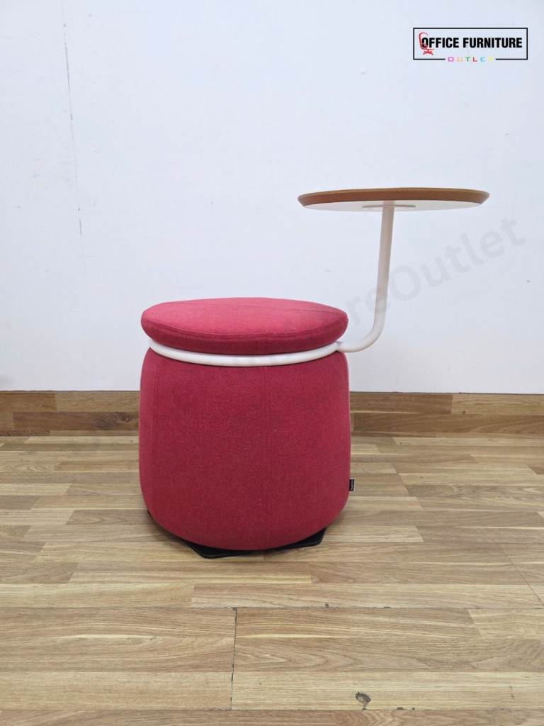 NaughtOne Lasso Table Stool – Red Upholstered Seat with White Table