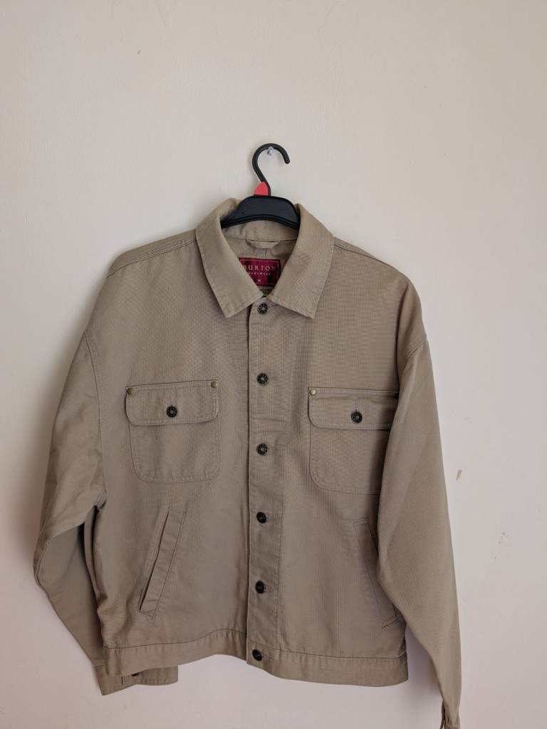 🔥Burton Menswear worker-style overshirt in a tan or beige cotton twill size M
