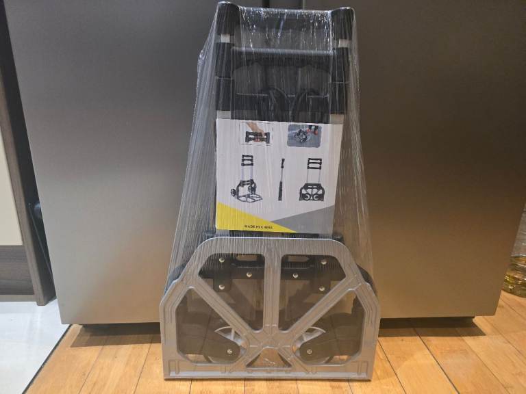 Aluminum Folding Hand Truck Heavy Duty Sack Trolley with Wheels Foldable Barrow Cart 75kg