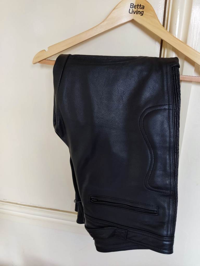 Skintan Black Leather Motorbike Trousers W36 L27 Worn once