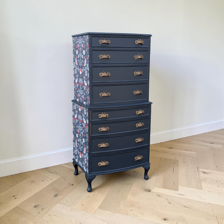 Navy blue chest of drawers decoupage tallboy gradient drawers 