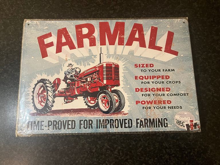 Vintage Style Sign Metal 30cm x 20cm Brand New, Farmall Man/Women Cave.