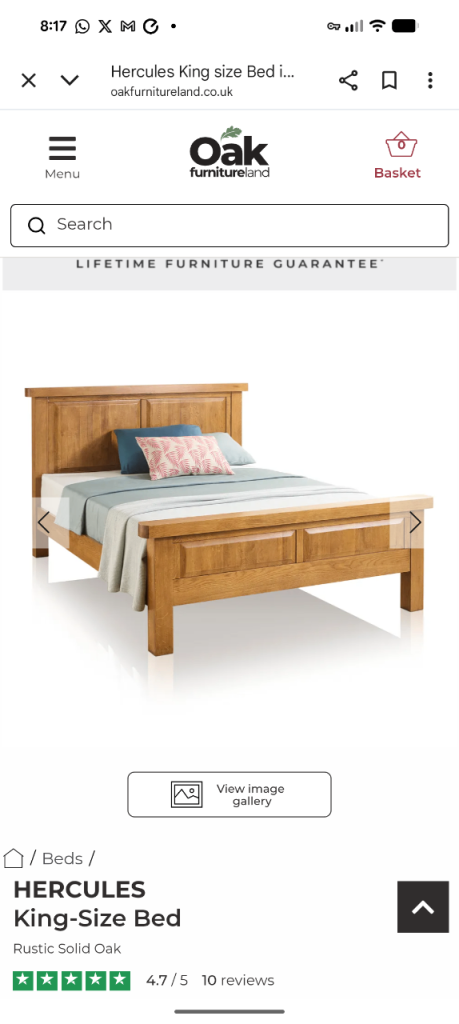Solid oak Hercules oak furniture land king size bed frame only 