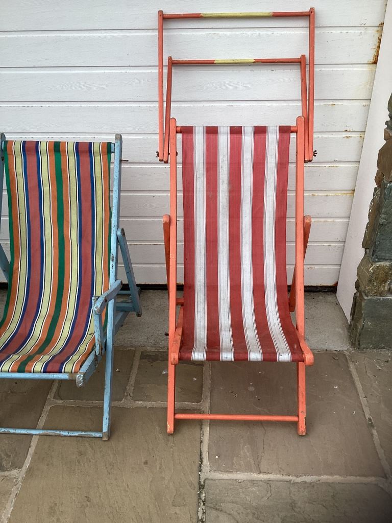 3 Vintage deckchairs as set or stand alone