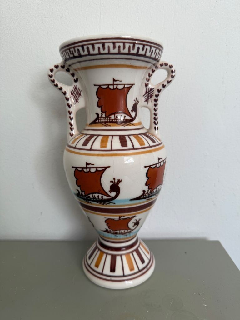 Vintage Greek Ceramic Vase – Amphora Style, Made in Greece