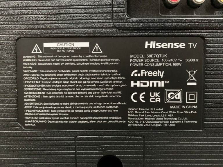 HISENSE 58" TV: MOD NO 58E7QTUK Brand New still with protective wraps and boxed Spares or Repair