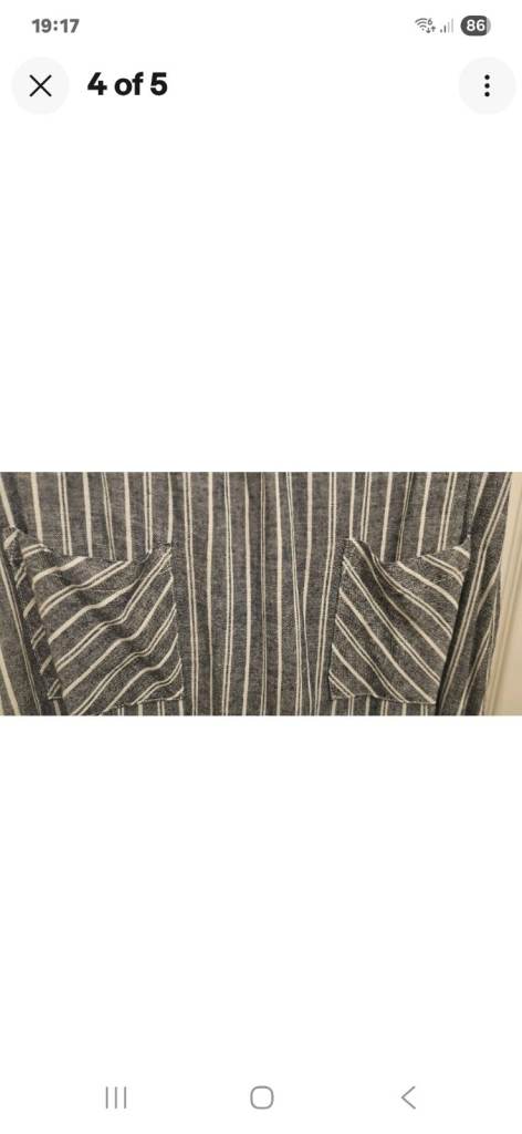 George Linen Mix Shift Dress Size 12 Front Pockets And Blue Stripe