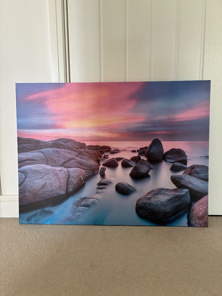Canvas Wall Art - Sunset with Rocks