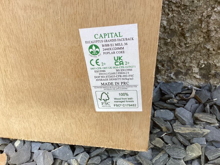 Plywood 18mm x 4’x 4’ approx.