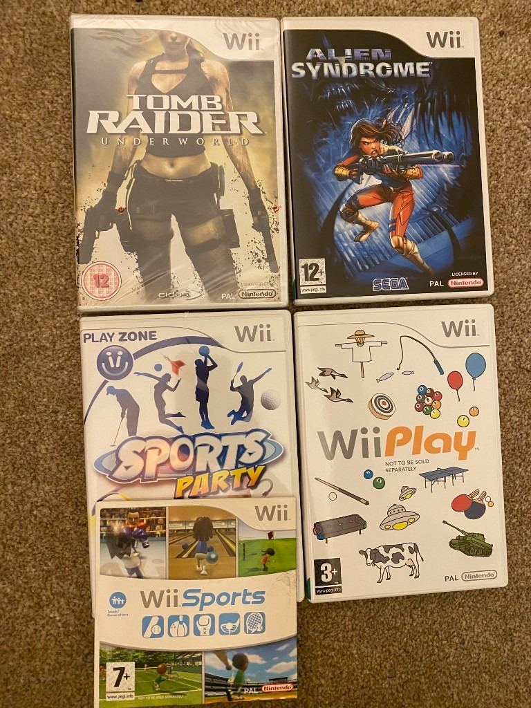 Wii games - Tomb Raider Unleashed, Alien Syndrome, Sports Party, Play