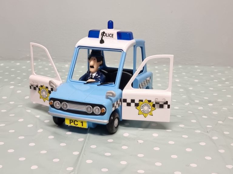 Postman Pat police toy car and PC Arthur Shelby figure 