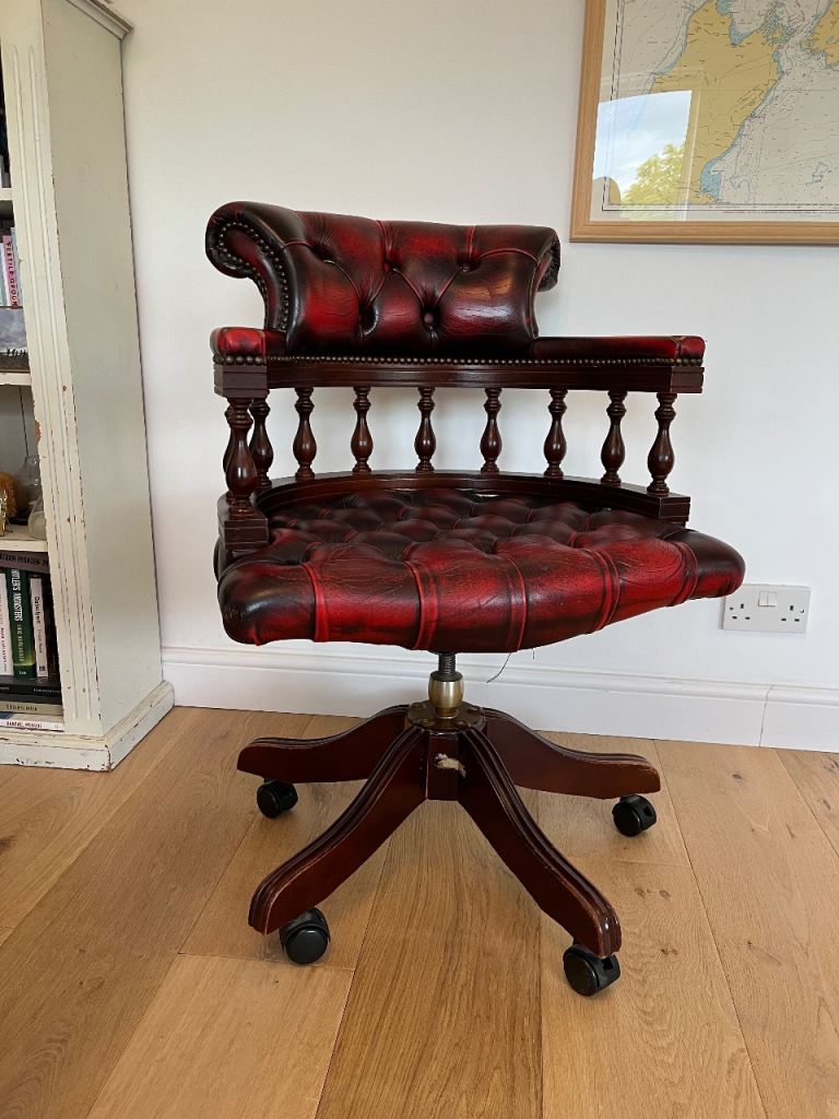Oxblood Chesterfield Red Captain's Swivel Office Chair