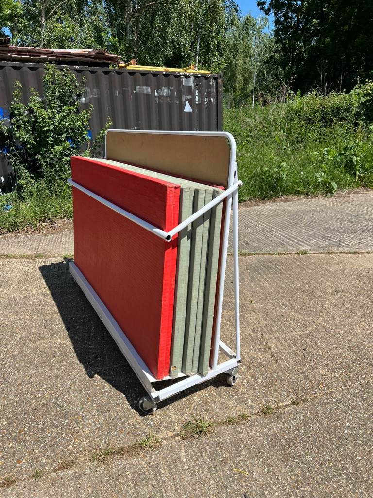 Set of 7 Professional gym gymnastic floor mats with commercial trolley. 4 sets available.