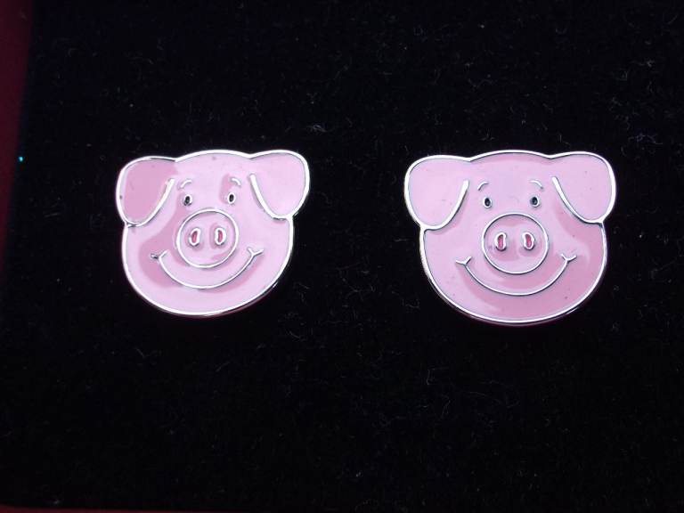 M&S Percy Pig Enamel Cufflinks - Cute Pink Piggy Design