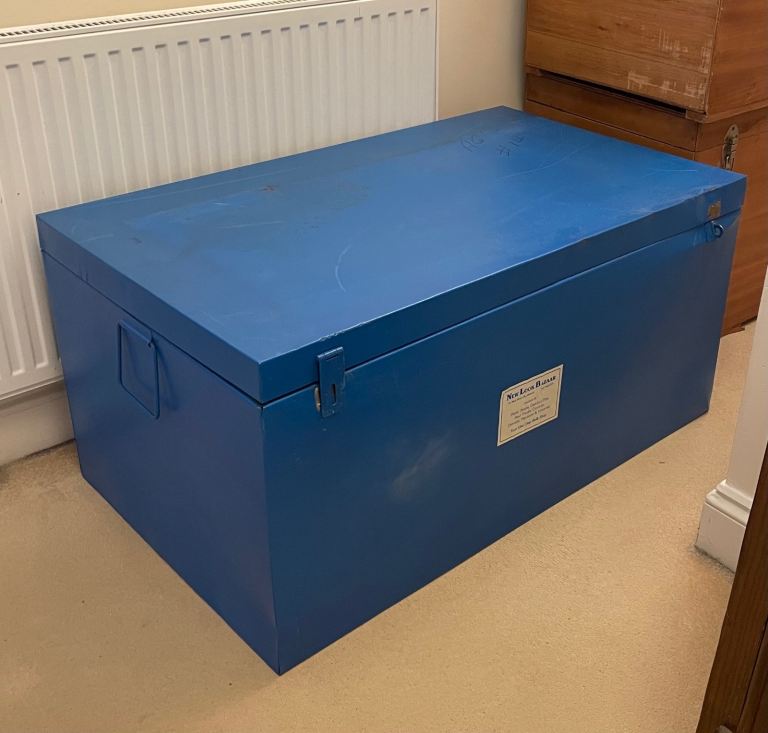 Large Blue Metal Storage Trunk  