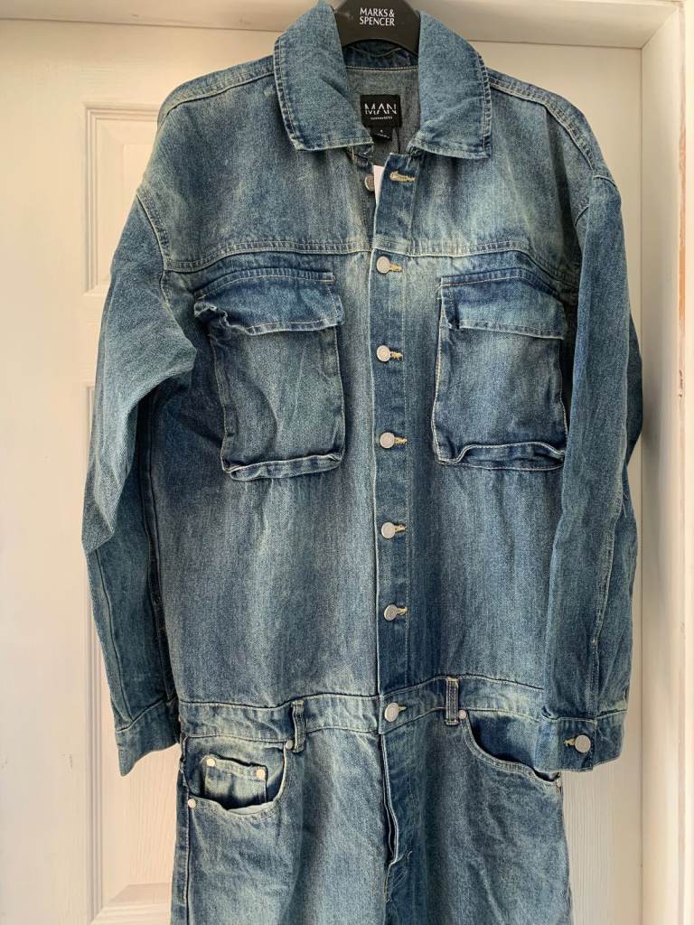 New Boohoo Man Size Small Denim Boiler Suit IP1