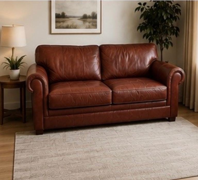 Marks & Spencer Genuine Leather Sofa Bed – Brown – Pull Out Double Bed