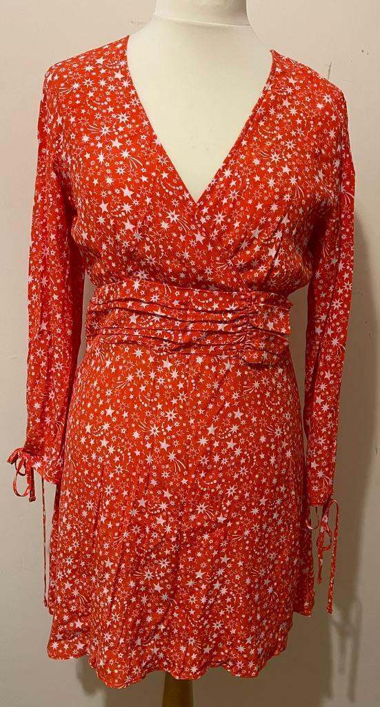 TOPSHOP Ladies Size 12 Red Tea Dress