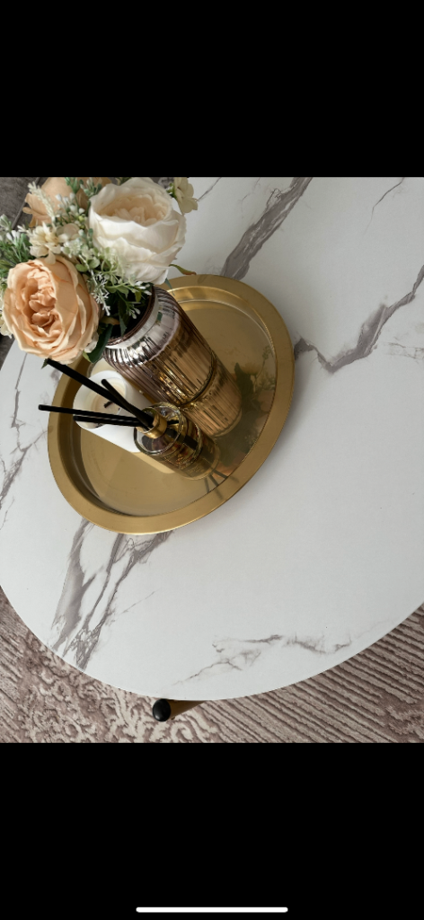 Modern Marble Coffee Table for Living Room Furniture & Two Matching Side Tables