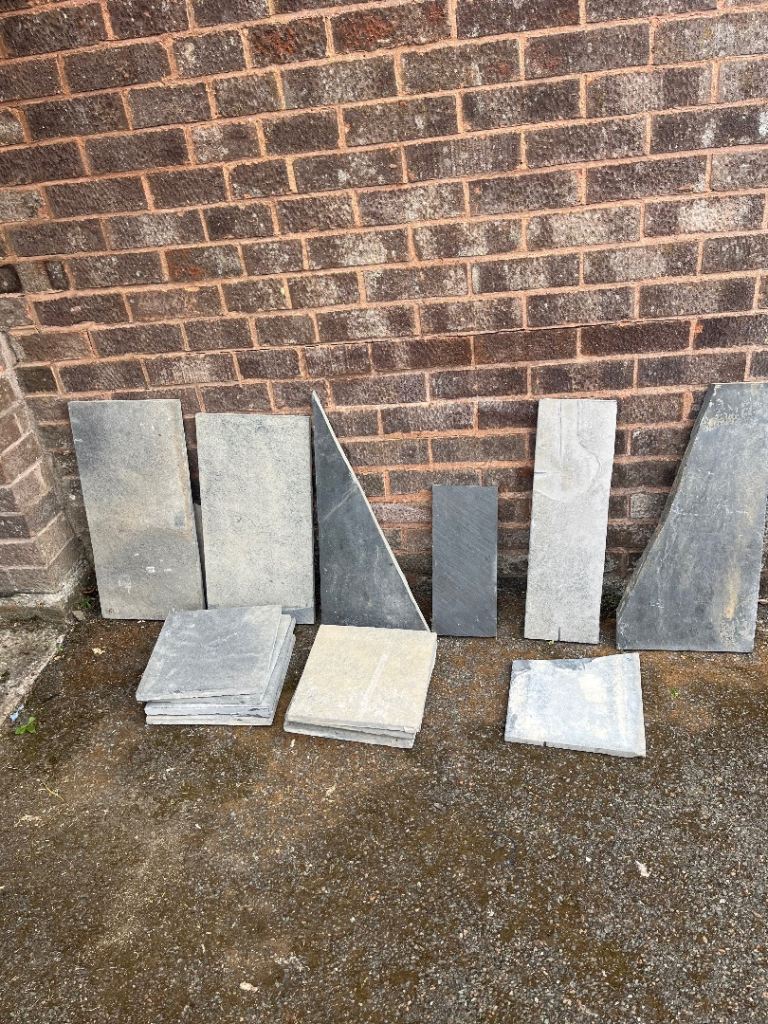 Mixed Grey Stone Paving Slabs - Good Condition