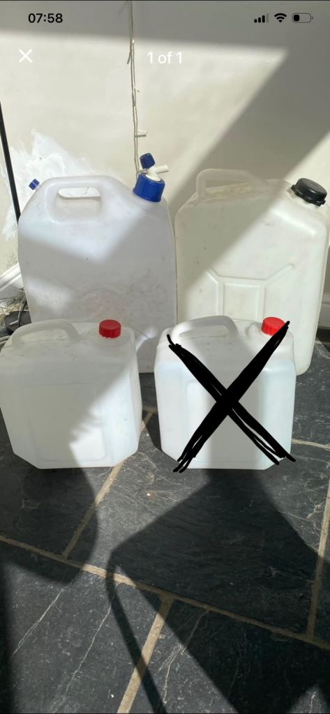 Plastic Water Containers - 2 large 1 small