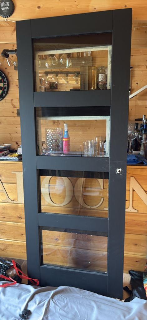 Black Internal Door with Glass Panels – Good Condition