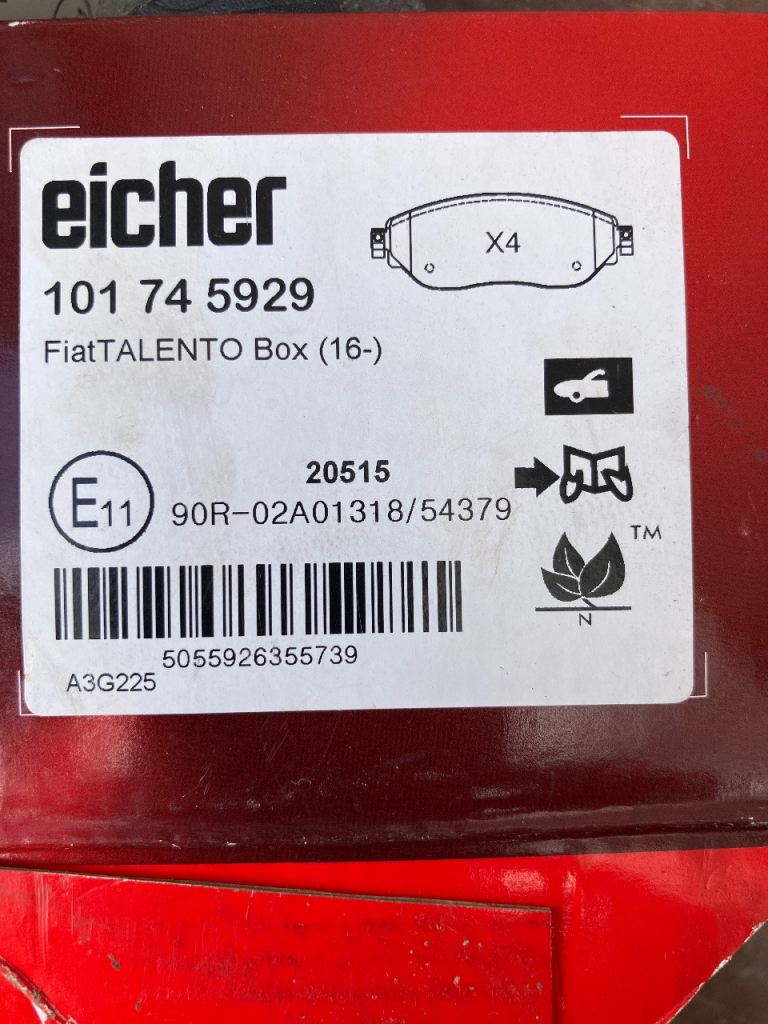 Vauxhall Renault fiat brake pads 