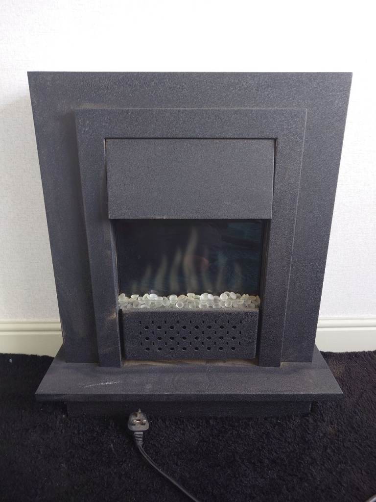 Modern Grey Electric Fireplace – Good Condition