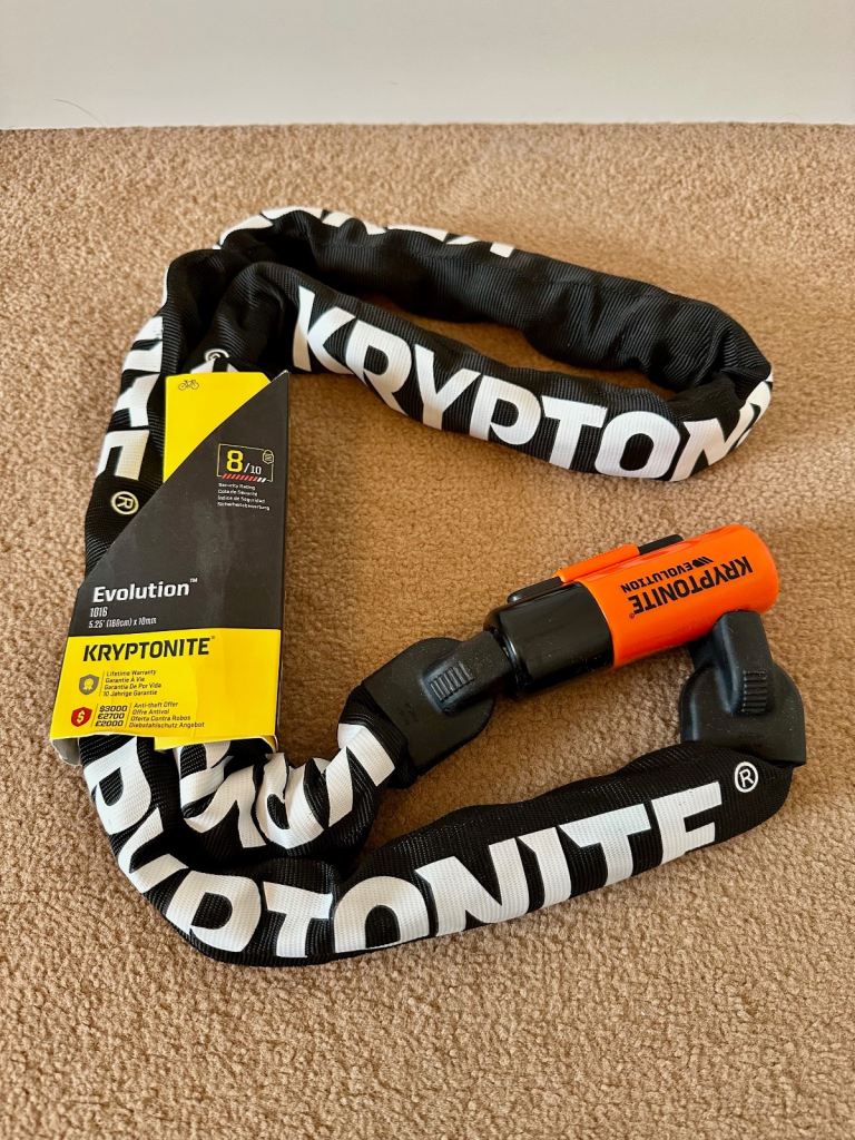 Kryptonite Evolution 1016 Integrated Chain Lock Gold Secure 10mm X 160cm