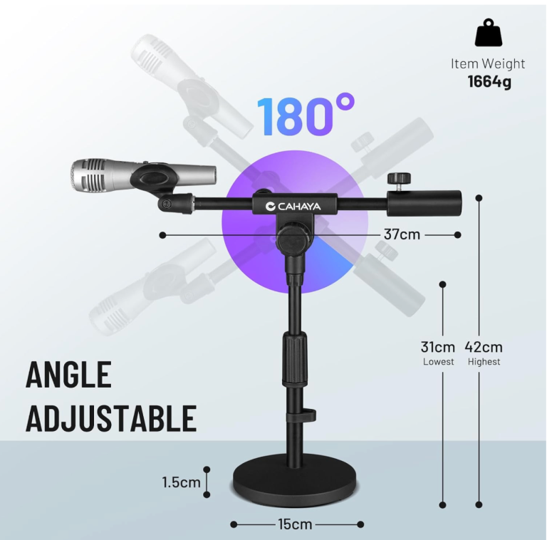 Desktop Microphone Stand Weighted Base CAHAYA CY0360  – Pristine, Boxed