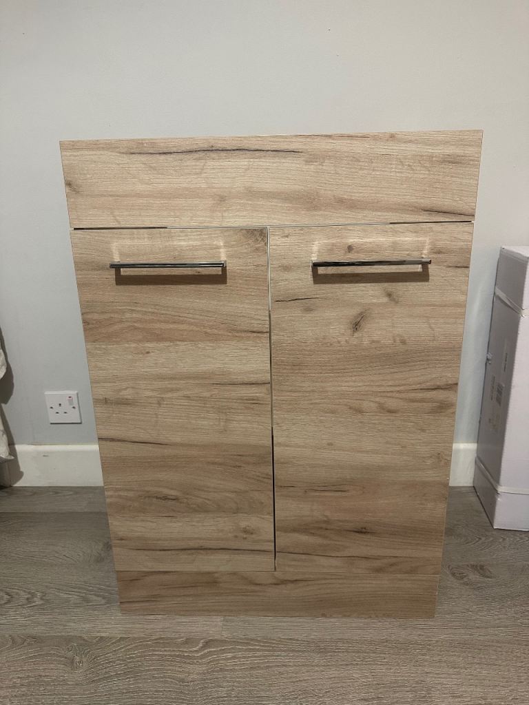 New Wooden Bathroom Vanity Unit and Sink  – Light Oak Finish