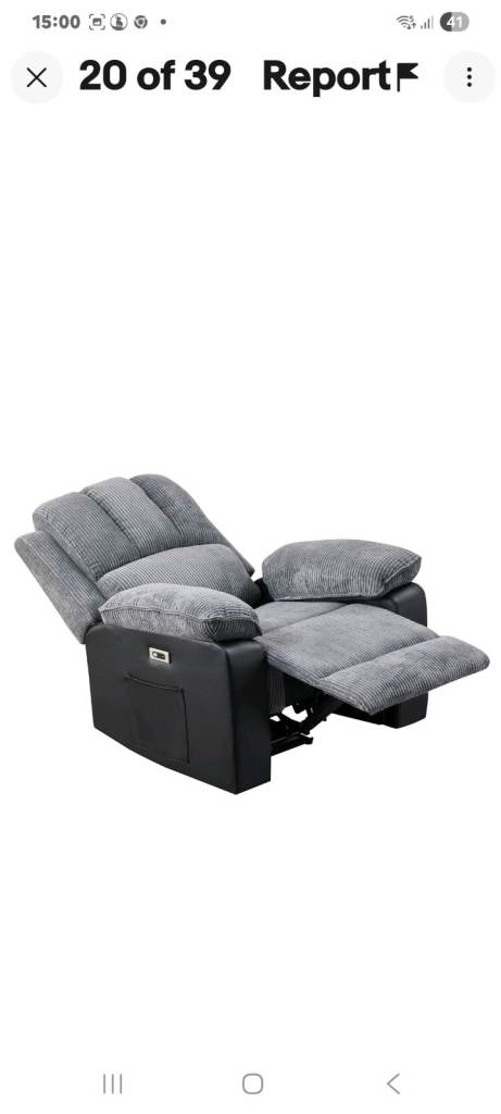 new armchair electric recliner and heat massage use charger only £200