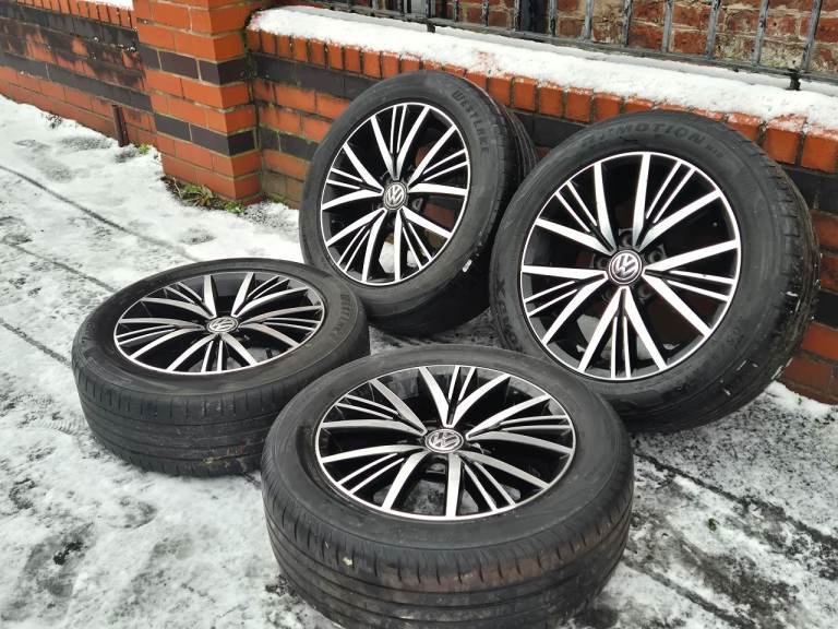 🌟Genuine Vw Golf 16 inch alloy wheels 5x112 with TYRES 5M CADDY PASSAT AUDI SKODA 