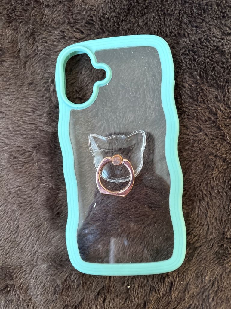Clear Phone Case with Ring Stand - Aqua Blue Edges