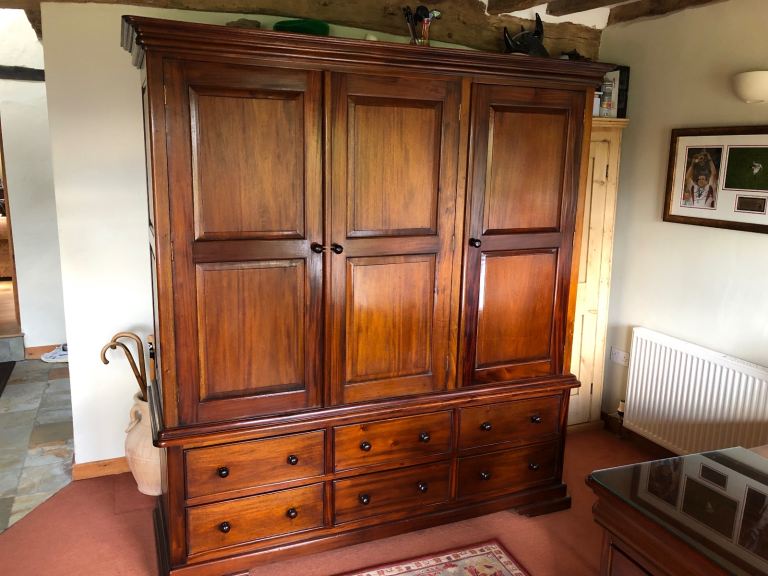 Louis Phillipe hand made Mahogany triple wardrobe