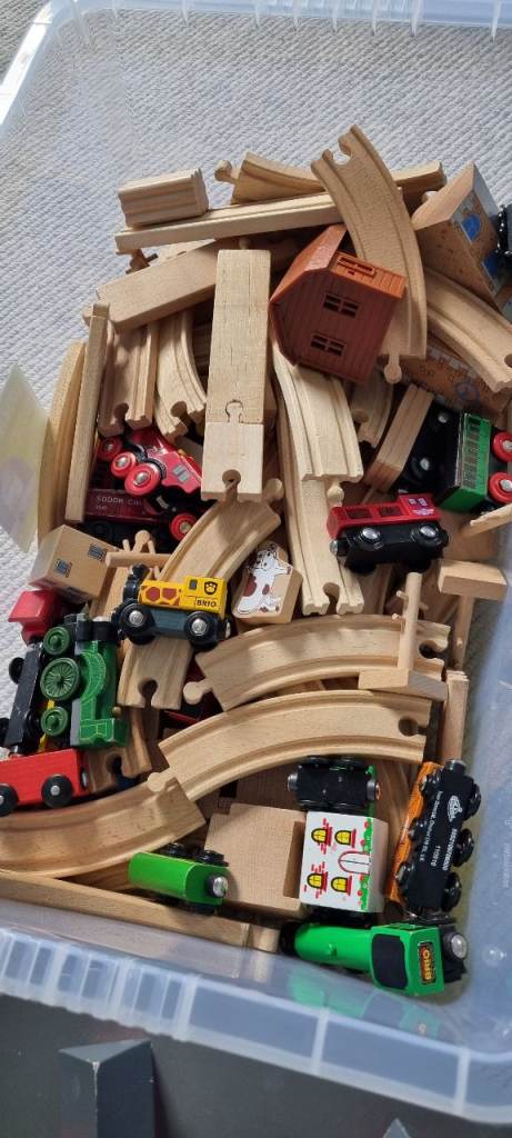 Looking to sell ASAP. Large Wooden Train Track Set & Accessories