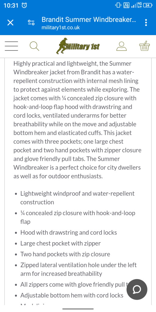 NEW (unused)windbreaker/ Swedish camo