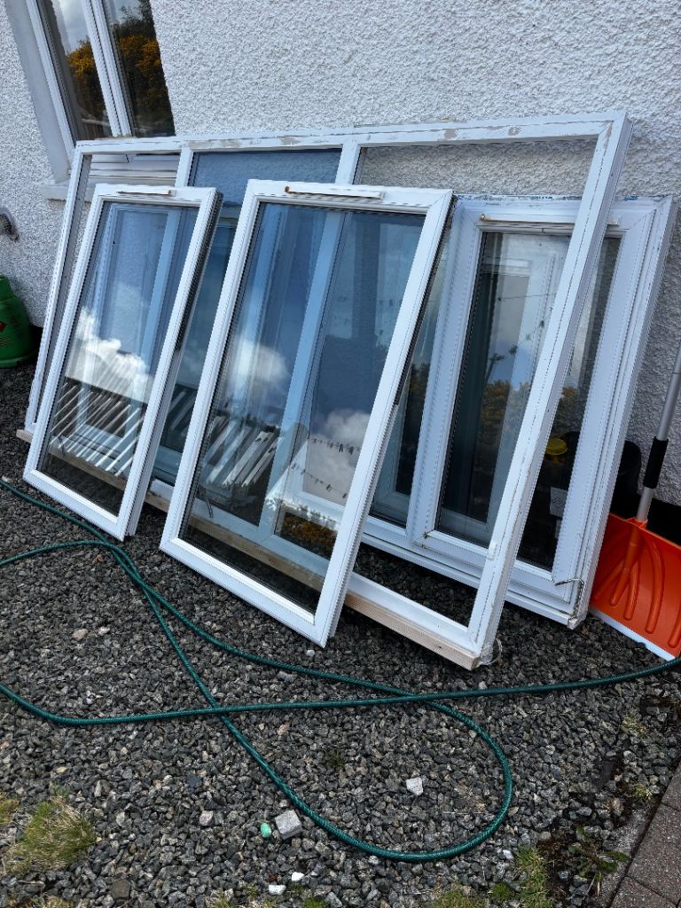 5 double glazed white PVC windows, used but good. 