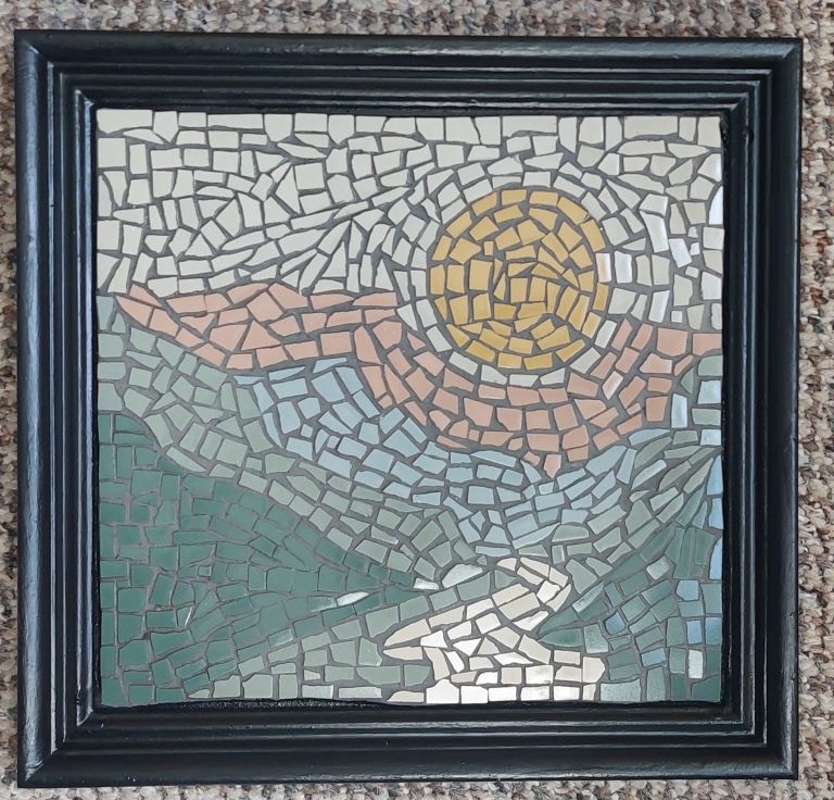 Mosaic Landscape Wall Art in Black Frame 