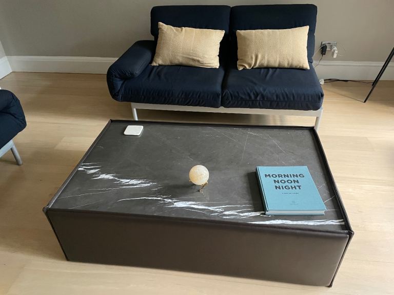 Minotti style marble and leather coffee table 
