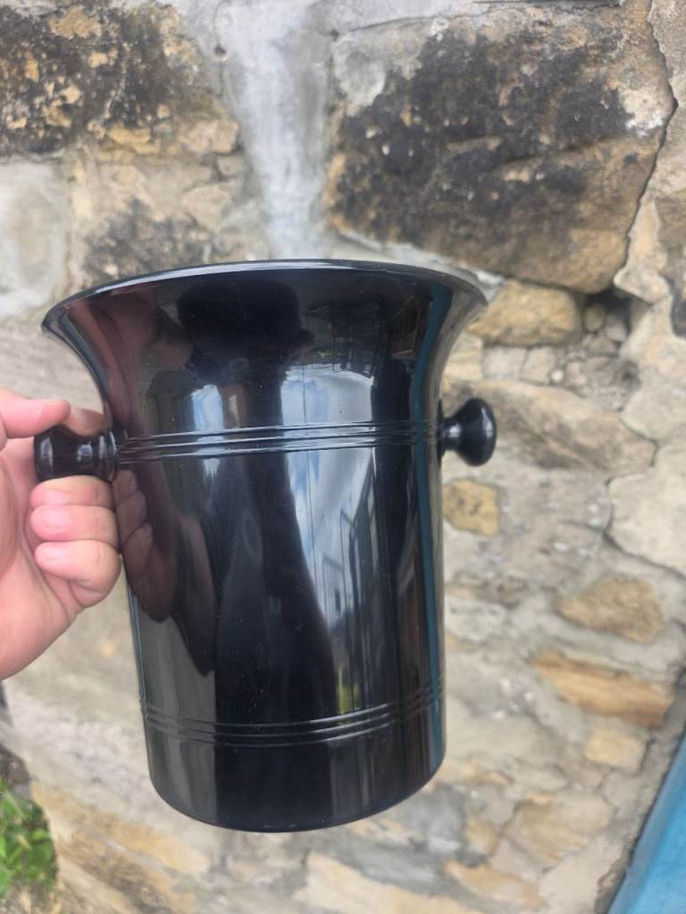 Black Plastic Ice Bucket with handles