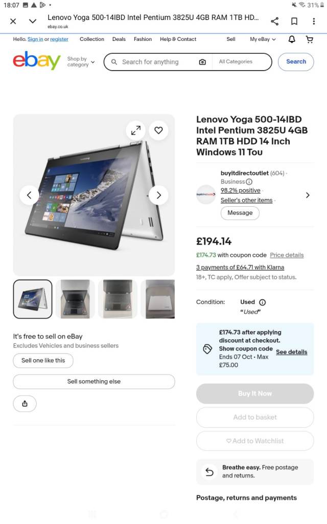Lenovo yoga 500 Touchscreen